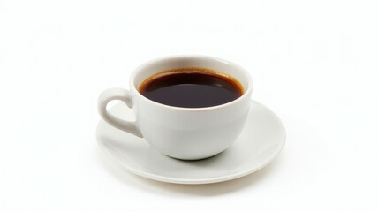 White cup black coffee, simple caffeine drink, isolated on white