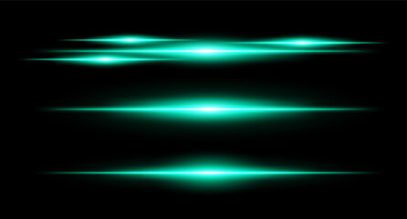 Fototapeta premium Horizontal blue flare beams in stacked layout on dark background with smooth gradients and glow effect. Sci-fi or HUD visual element.