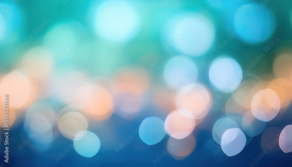 Poster dreamy blue and peach bokeh light background with soft blur effect for web design, branding, or prin