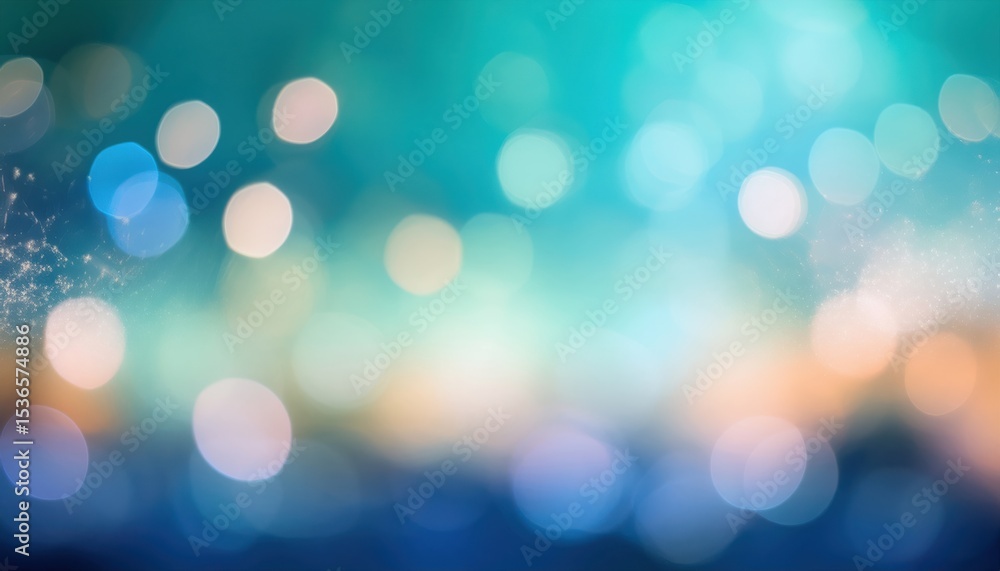 Poster dreamy blue and peach bokeh light background with soft blur effect for web design, branding, or prin