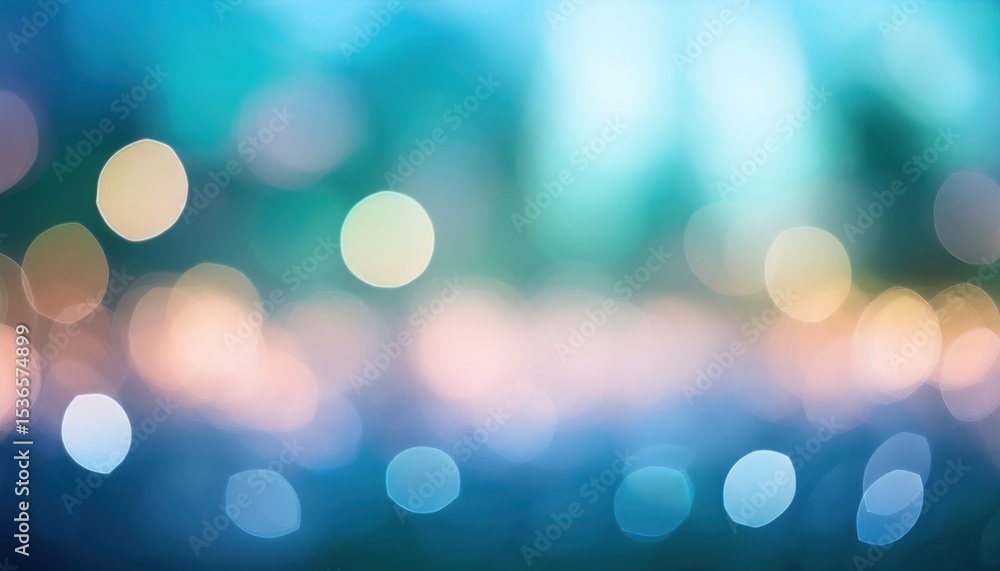 Poster dreamy blue and peach bokeh light background with soft blur effect for web design, branding, or prin