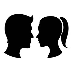 high contrast black and white couple Facing Each Other Showing Love 
