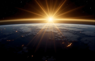 Earth Sunrise From Space View