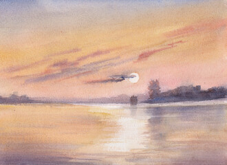Sunset on big lake