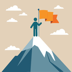 businessman on the top of the hill