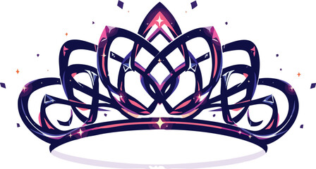 Elegant and stylized crown illustration with intricate detail and gemlike accents on white background.