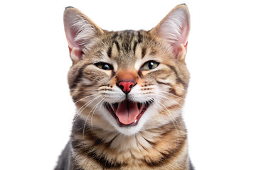 happy and cute cat laughing isolated on white background