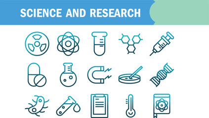 Science and Research A Collection of Line Icons for Medical, Chemistry, and Scientific Projects