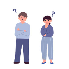 疑問を持つ若い男性と女性