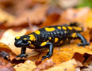 Fototapeta premium Salamander on autumn leaves (2)