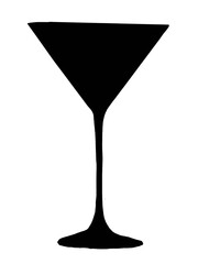martini glass black silhouette clipping mask isolated transparent background 