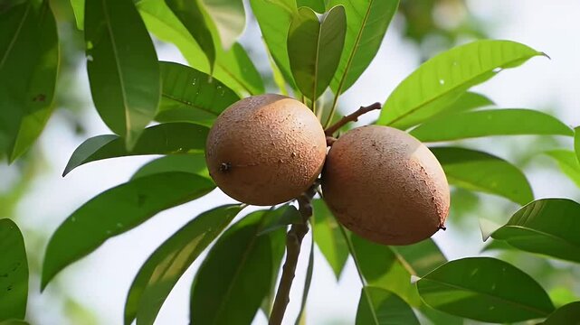 Sapote fruits on tree branch