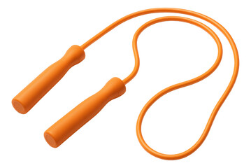Bright orange jump rope with textured handles and flexible cord, designed for fitness and exercise routines on transparent background.
