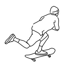 Coloring Line Art of Person Doing Skateboard Trick – Outdoor Sport Illustration for Book and Sticker Design