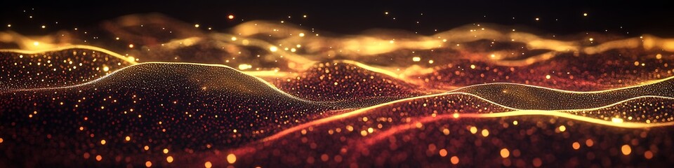 Kinetic cyber aurora energy field in gold and crimson for sci-fi backgrounds