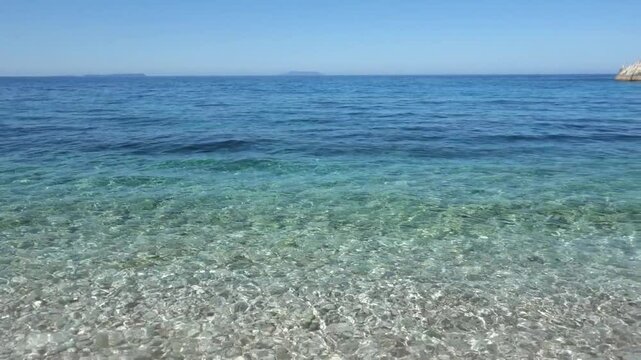 panoramic of Filikuri Beach, in Himara, Albanian riviera, Ionian sea