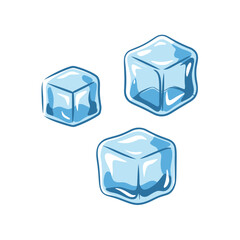 A Vector Illustration of Three Transparent Blue Ice Cubes