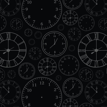 Stylish beautiful grey clock vector pattern. Time, watch, schedule, business, management, plan, work and urgency concept. Vector illustration