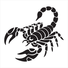Aggressive Black Scorpion Silhouette Vector Illustration with Claws and Curved Tail
