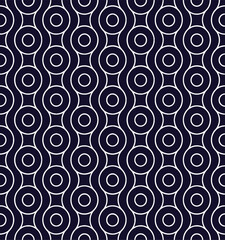 Seamless Retro Geometric Circle Pattern in Dark and White Tones