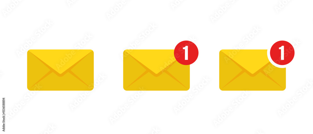 Poster message notification, email icon set in flat style. mail envelope sign symbol