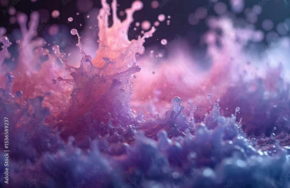 Poster abstract image with glowing liquid color waves background. colorful ink splashes with flowing paint.