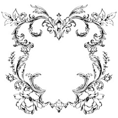 Vintage line art ornamental floral frame