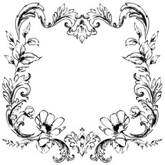 Vintage line art ornamental floral frame