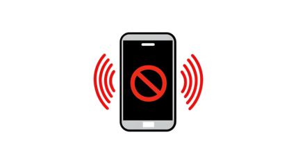 Mobile phone silent mode icon vector illustration for no phone zone and quiet area sign graphic design isolated on transparent background