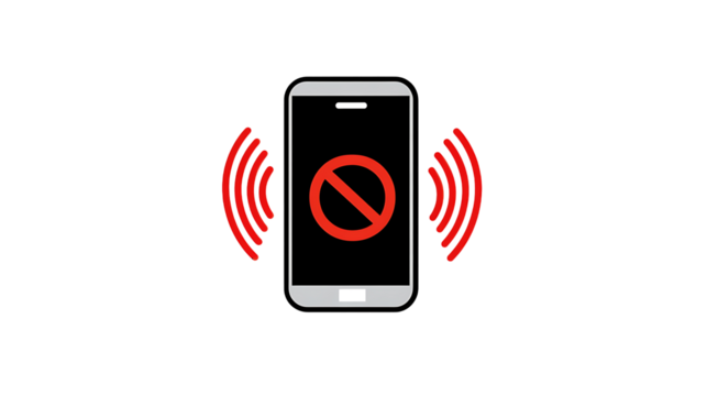 Mobile phone silent mode icon vector illustration for no phone zone and quiet area sign graphic design isolated on transparent background