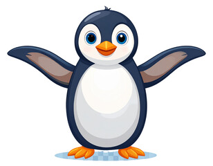 Fototapeta premium Cute Standing Penguin Facing Front, Transparent Background