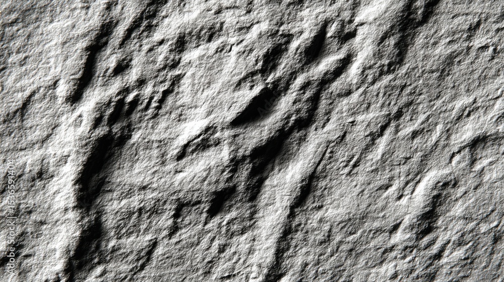 Poster Monochrome Rock Texture With Deep Shadows, Ideal for Construction and Geological Study Material, Representing Solid Foundation and Natural Resource : Generative AI