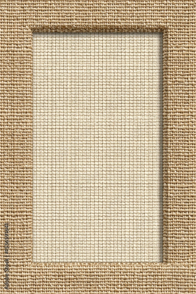 Aufkleber burlap frame with woven texture, ideal for product mockups, representing natural materials and susta