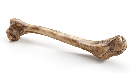 Realistic 3D anatomical rendering of isolated human fibula bone in bent leg context, showcasing structural detail and curvature for medical and educational use