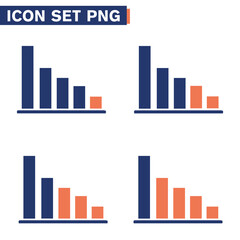 Grafico a barre con tendenza in aumento e freccia ARANCIONE, concetto dinamico negativo o positivo, 4 diverse icone  indicatori di mercato o economici - illustrazioni SET