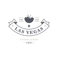 Fun vector retro design of Las Vegas city silhouette suitable for stickers or prints