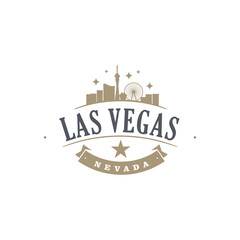 Fun vector retro design of Las Vegas city silhouette suitable for stickers or prints