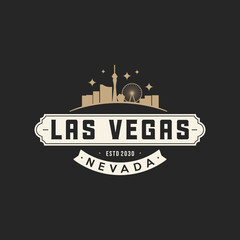 Fun vector retro design of Las Vegas city silhouette suitable for stickers or prints