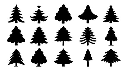 Obraz premium set of xmas tree silhouette vector on tranparent background