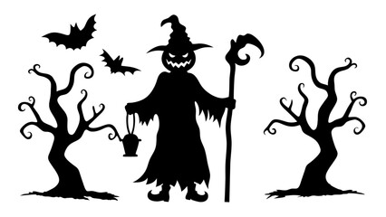 Silhouettes ghost monster character halloween