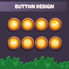 Game ui set of Buttons. GUI design to build 2D games. Can be used in the production of mobile, web or video games. in cartoon style