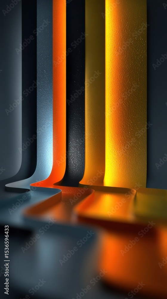 Poster Abstract Colorful Columns With Reflections, Representing Modern Innovation and Creative Solutions for Business Presentation : Generative AI