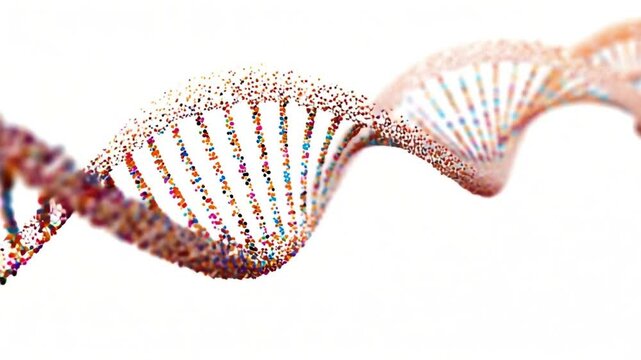 Colorful Rotating DNA Helix on White Background