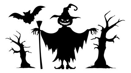 Obraz premium Silhouettes ghost monster character halloween