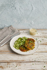 Potato pancakes with kohlrabi salad