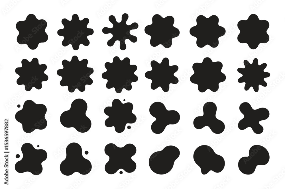 Poster black abstract blob shape set isolated on white background
