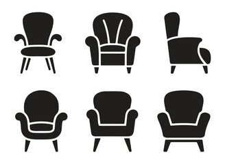 Set of office chair icon. Modern chair, arm chair vector icon