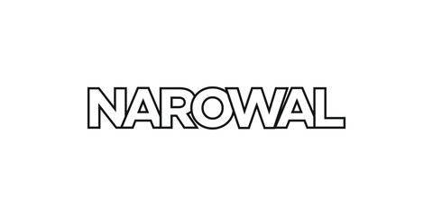 Narowal in the Pakistan emblem. The design features a geometric style, vector illustration with bold typography in a modern font. The graphic slogan lettering.