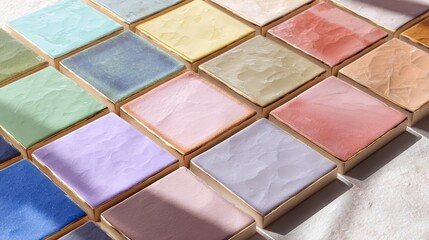 Pastel Colored Tiles Collection: A Delightful Display of Textured Ceramics