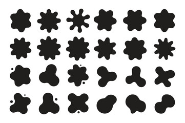 Black abstract blob shape set isolated on white background